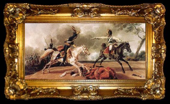 framed  Wilhelm von Kobell Austrian cuirassiers fighting French hussars, ta009-2